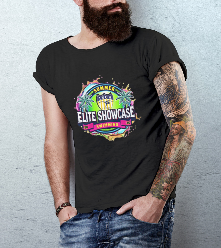 SUMMER ISCA Elite Showcase Swimming 2026 Event With Palm Trees And Splash T-Shirt