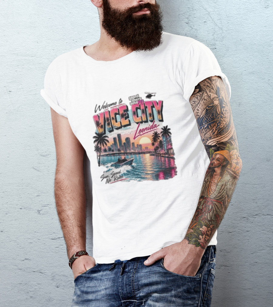 Welcome To Vice City GTA VI Sun Speed No Rules Leonida T-Shirt