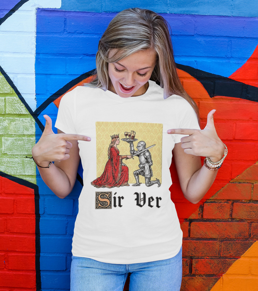 Sir Ver Knight Serving Wine To Queen Medieval Fantasy T-Shirt