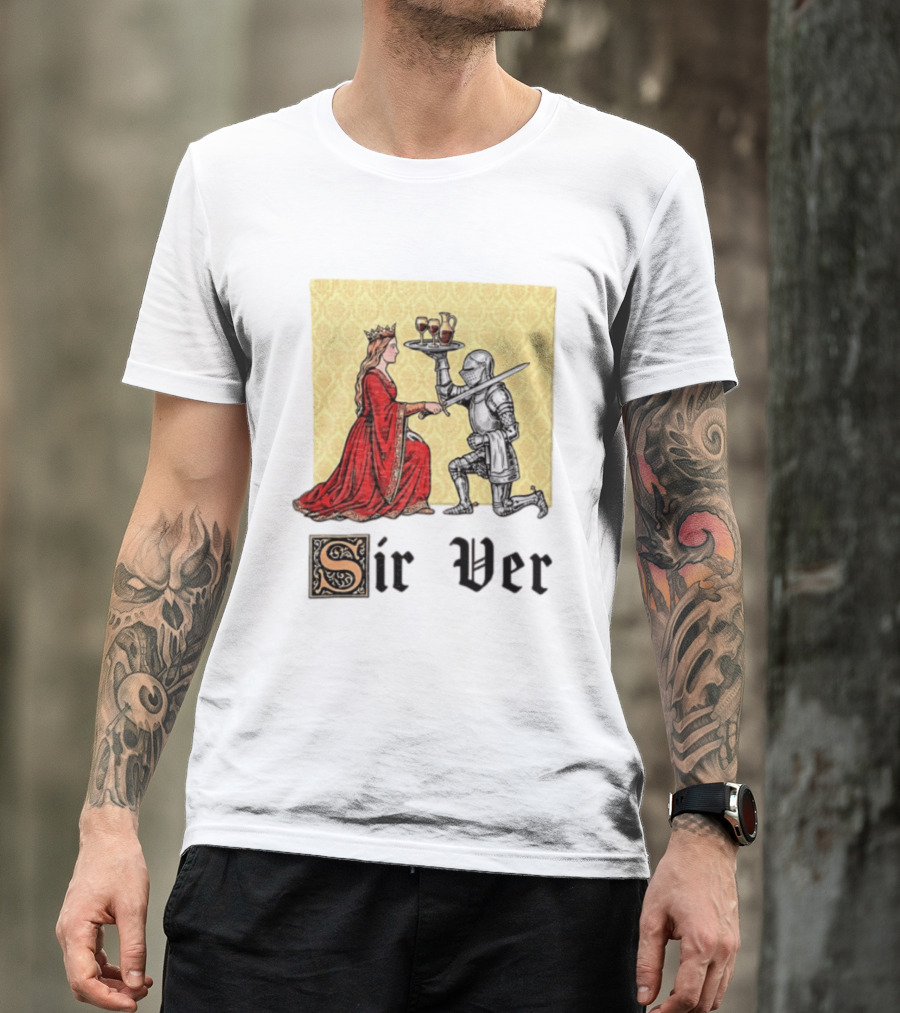 Sir Ver Knight Serving Wine To Queen Medieval Fantasy T-Shirt