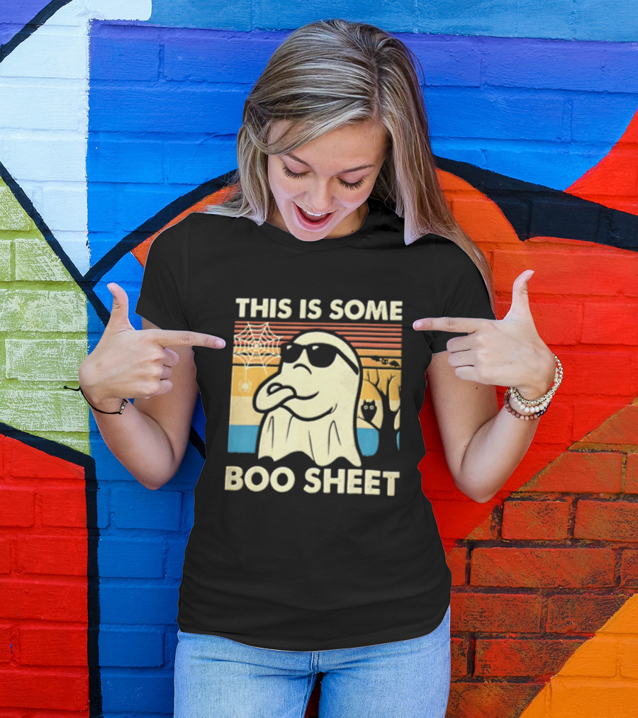 This Is Some Boo Sheet Sunset Ghost Sunglasses Tree T-Shirt