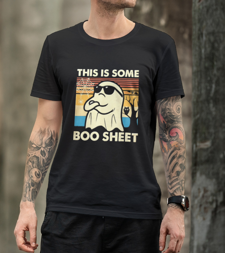 This Is Some Boo Sheet Sunset Ghost Sunglasses Tree T-Shirt