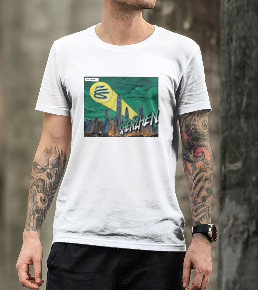Stephen Curry Li Ning X Curry China Tour Shenzhen City Skyline Spotlight T-Shirt