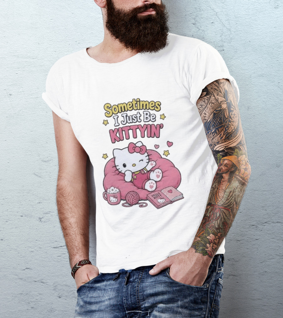 Hello Kitty Sometimes I Just Be Kittyin' Relaxing With Stars And Cozy T-Shirt