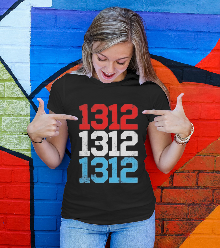 1312 ACAB Distressed Protest Red White Blue Stacked T-Shirt