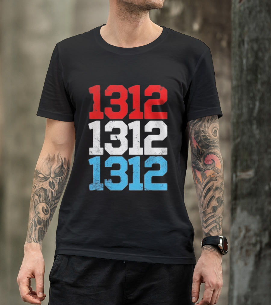 1312 ACAB Distressed Protest Red White Blue Stacked T-Shirt