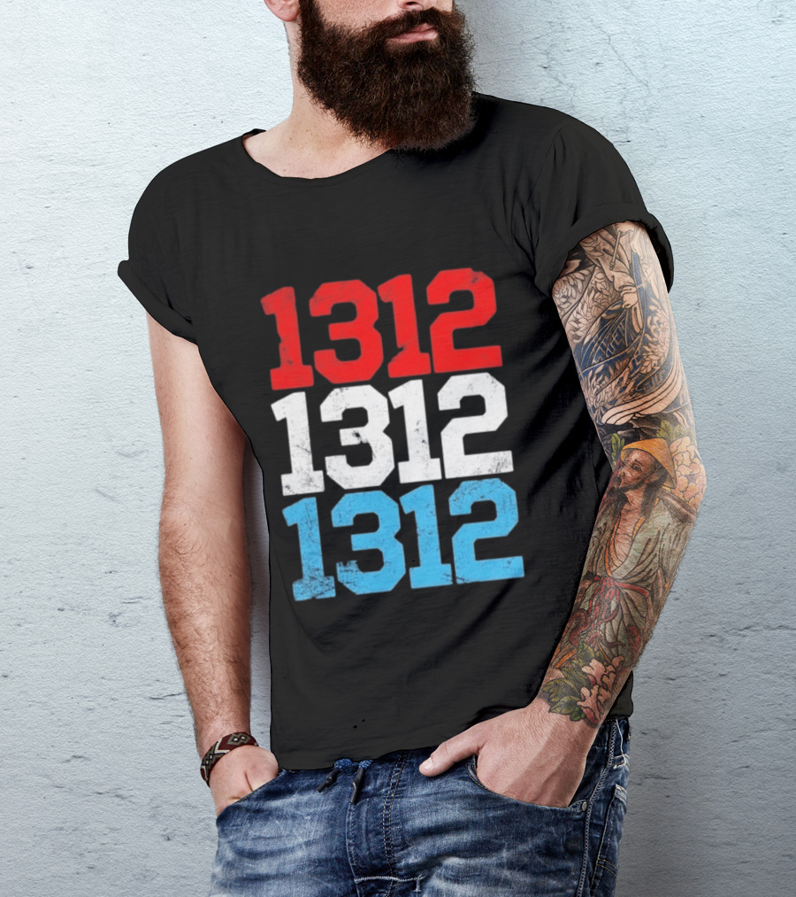 1312 ACAB Distressed Protest Red White Blue Stacked T-Shirt