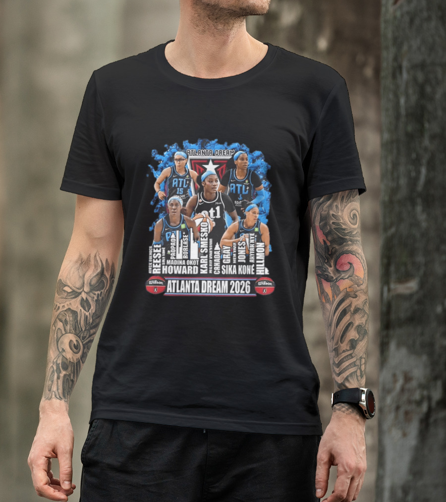 Atlanta Dream 2026 WNBA Basketball Reese Popadiak Rori Howard Sika Kone Hillmon T-Shirt