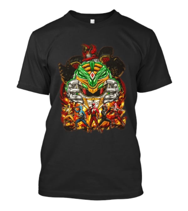 Mighty Morphin Power Rangers Green Ranger Red Ranger Megazord Characters T-Shirt