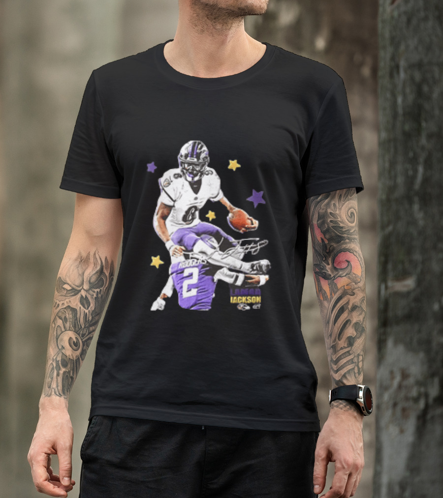 Lamar Jackson Baltimore Ravens Stars Rodgers 2 NFL T-Shirt