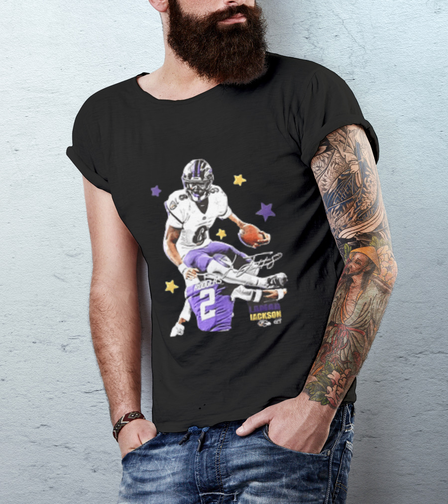 Lamar Jackson Baltimore Ravens Stars Rodgers 2 NFL T-Shirt