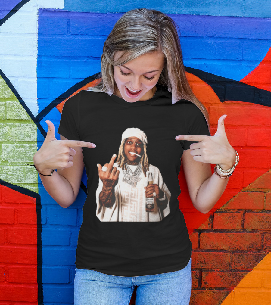 Lil Durk Only The Family Vroy Nick Corona Extra Beer Smoking Middle Finger T-Shirt