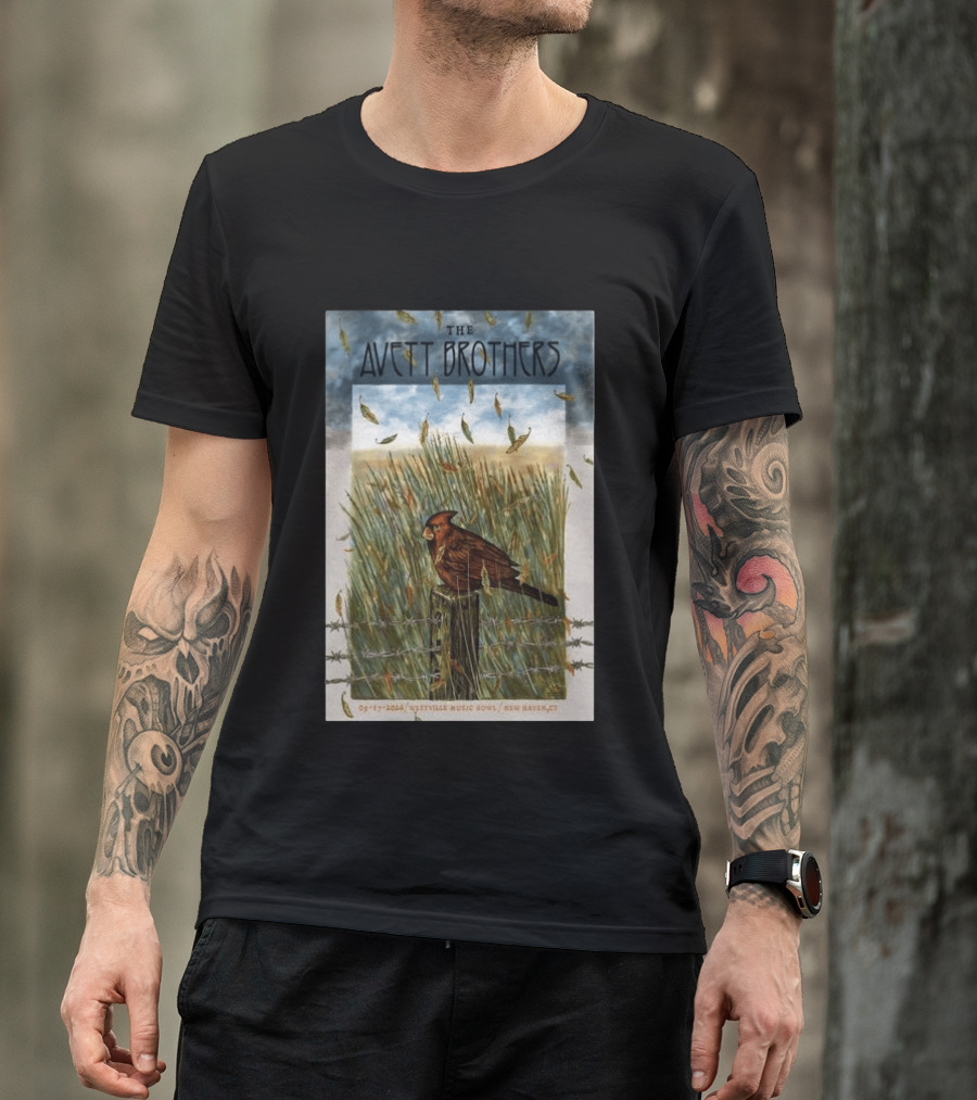 The Avett Brothers Westville Music Bowl New Haven CT Sep 17 2026 Cardinal In Field T-Shirt