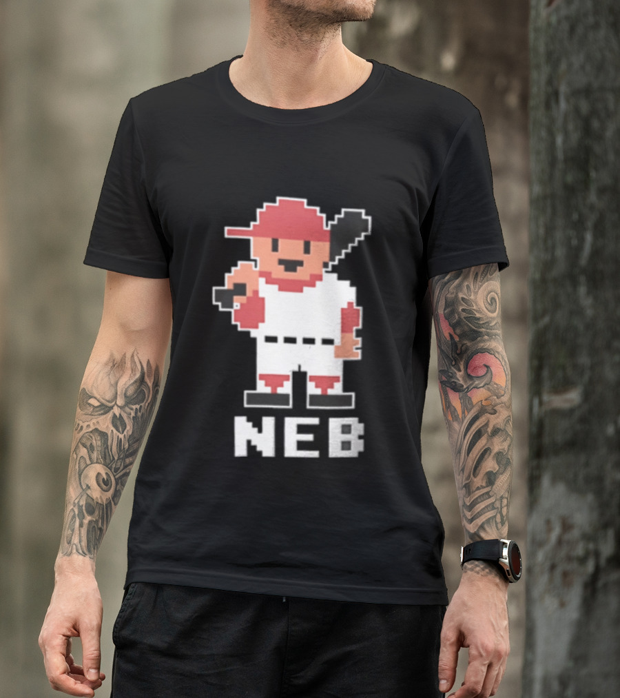 Nebraska Cornhuskers 8 Bit Baseball Player NEB T-Shirt