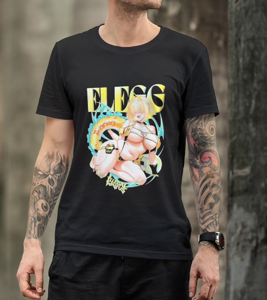Elegg Illegal Waifus Electric Anime Character Beach Vibes T-Shirt
