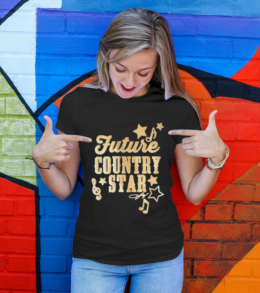 Future Country Star Musician Singer Golden Notes And Stars T-Shirt