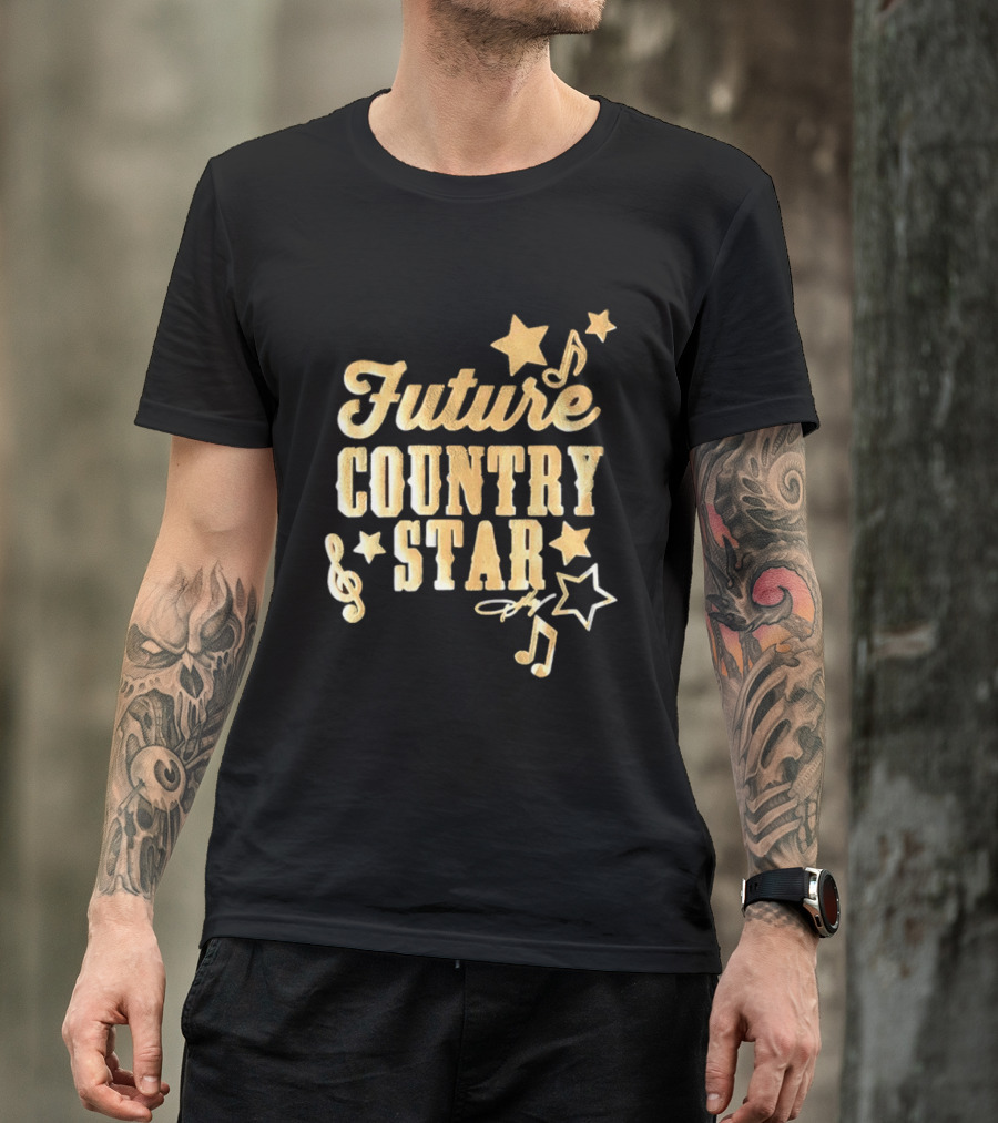 Future Country Star Musician Singer Golden Notes And Stars T-Shirt