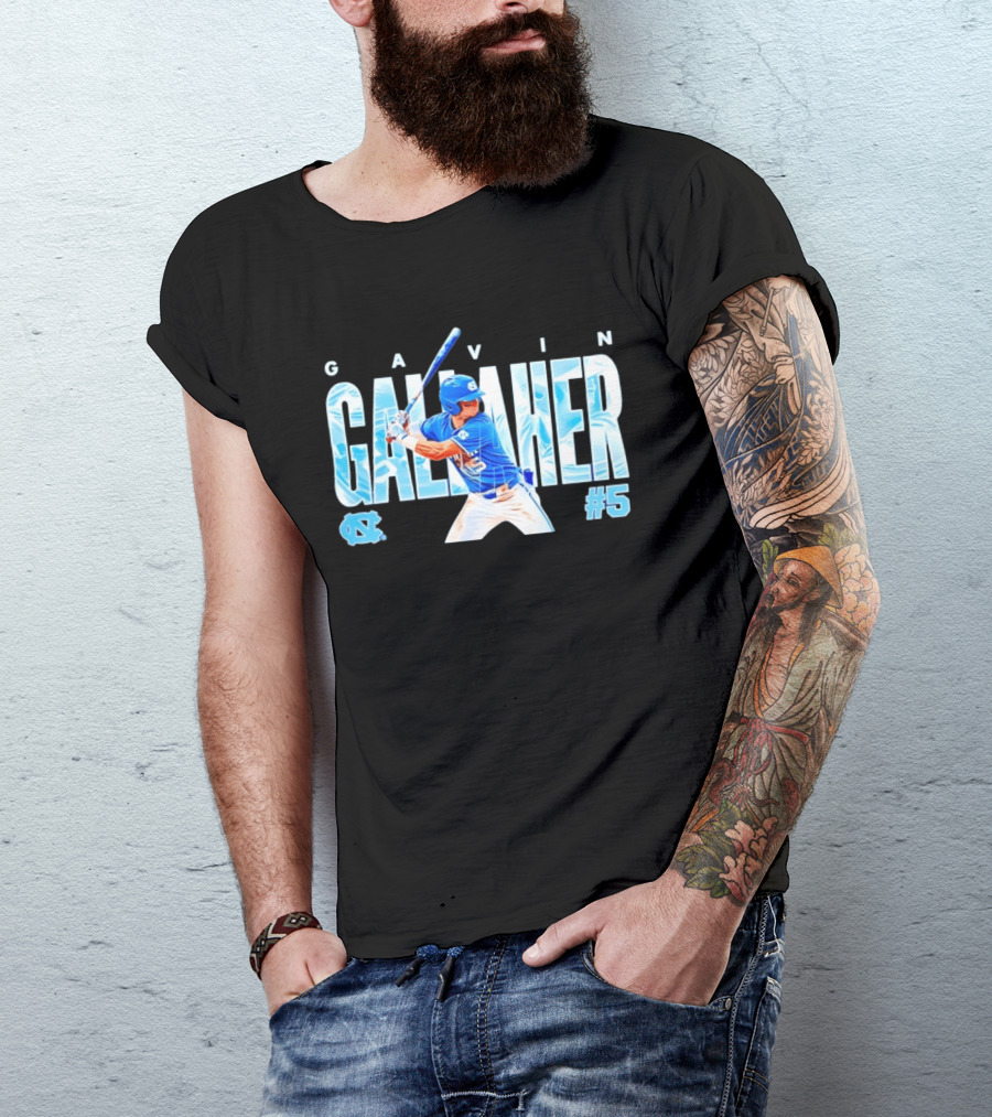 Gavin Gallaher #5 University Of North Carolina Tar Heels NCAA Baseball Player T-Shirt
