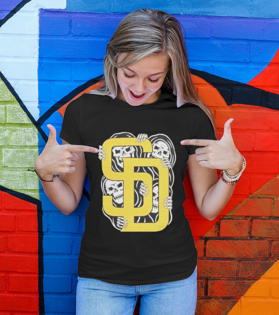 San Diego Padres SD Yellow Grim Reaper Skeletons T-Shirt