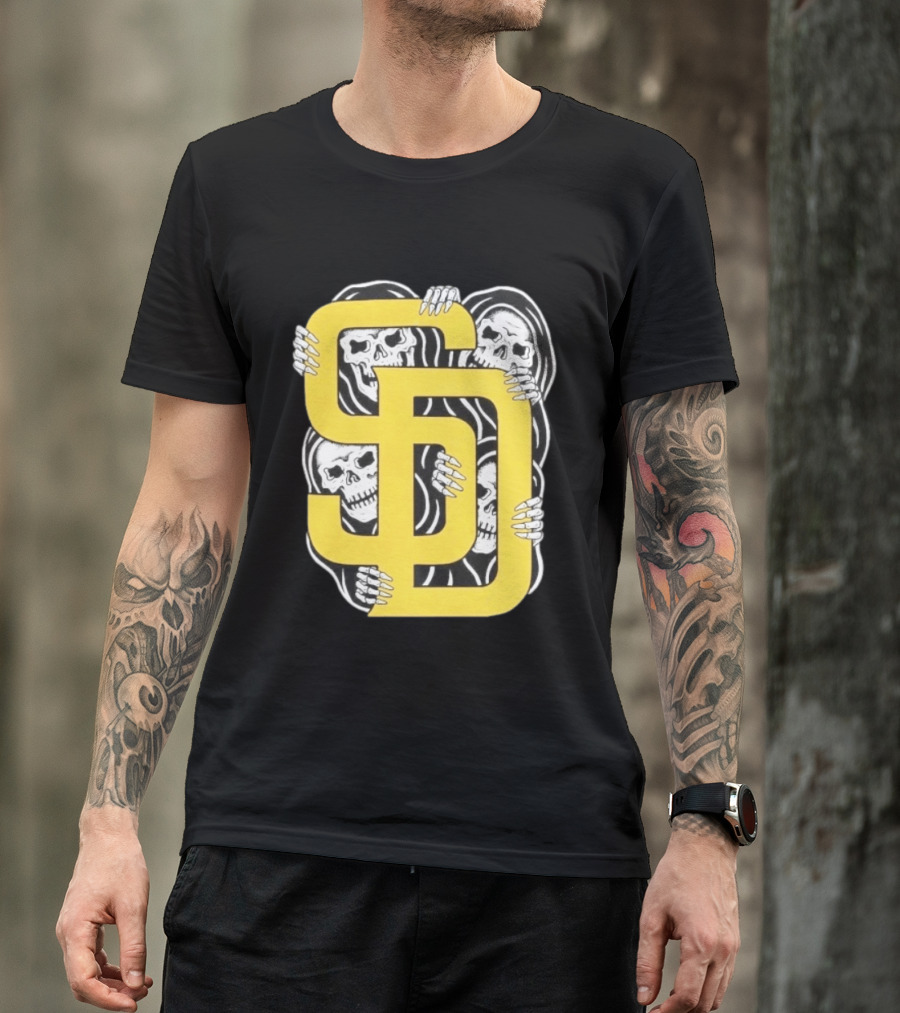 San Diego Padres SD Yellow Grim Reaper Skeletons T-Shirt