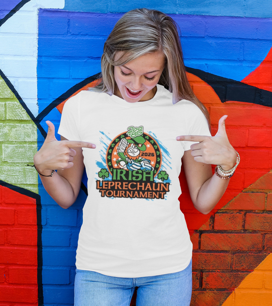 Irish Leprechaun Tournament 2026 Clover Emblem And Green Hat Celebration T-Shirt