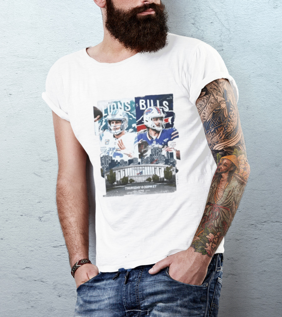 Jared Goff Detroit Lions Vs Josh Allen Buffalo Bills Thursday Night Football Week 02 6:30 PM ET T-Shirt