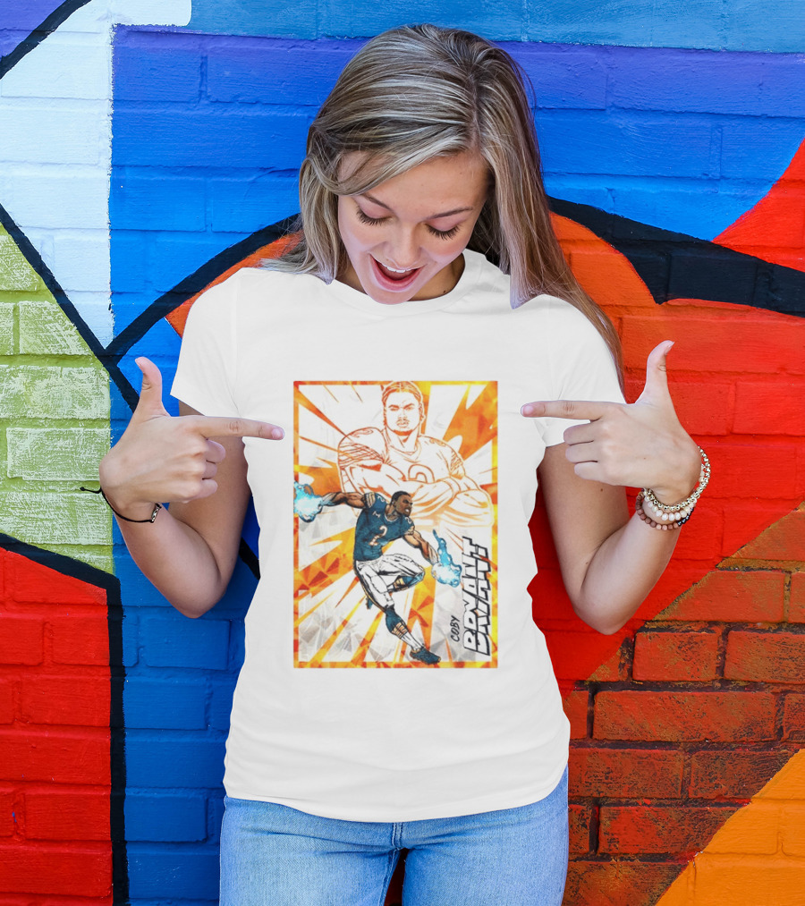 Coby Bryant Seattle Seahawks Football Card Dynamic Illustration With Chicago Bears T-Shirt