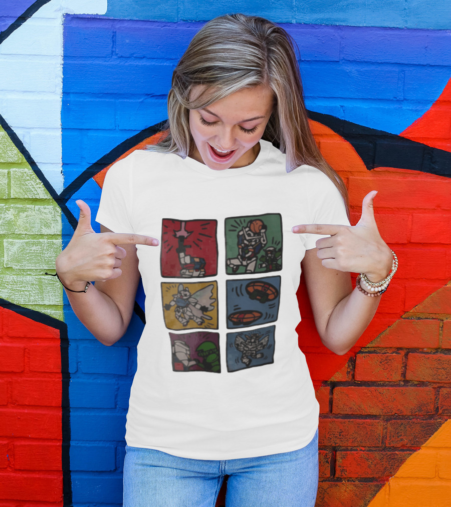 Keith Haring Japanese Mecha Robot Comic Panels Pop Cartoon T-Shirt