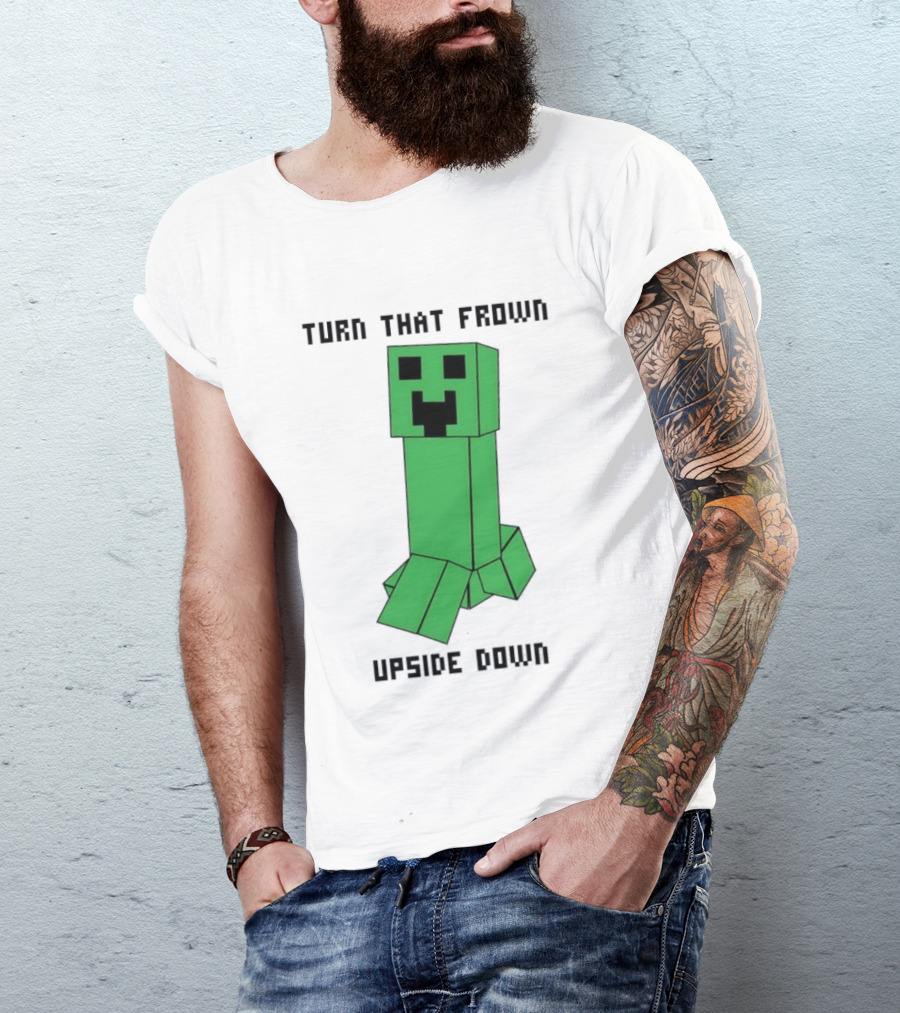 Creeper Turn That Frown Upside Down Gaming Block T-Shirt