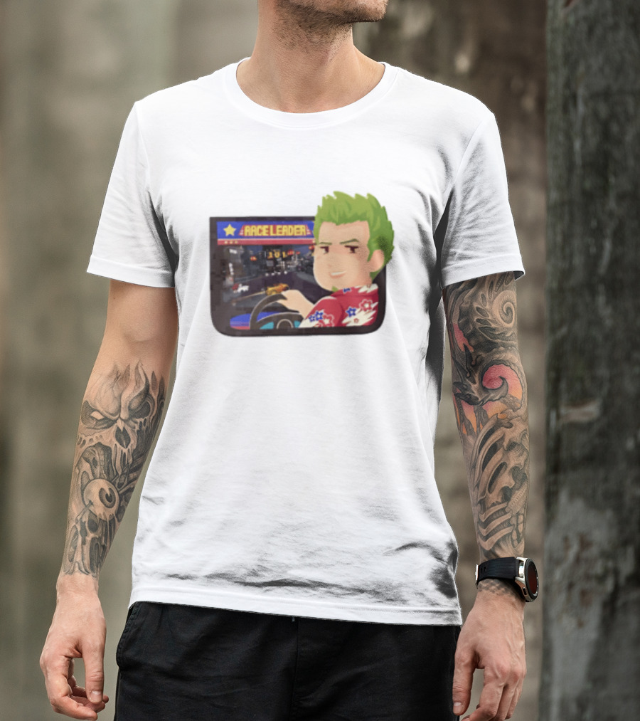 Race Leader Arcade Game Green Hair Cartoon Driver T-Shirt