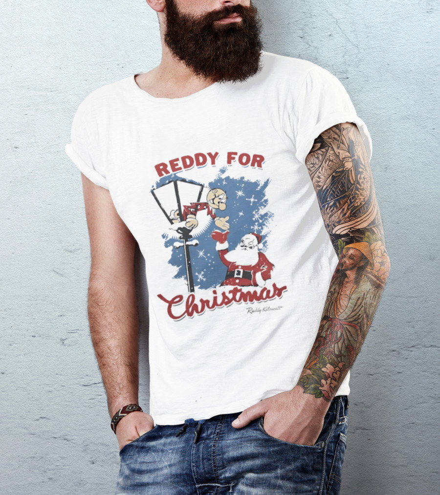 Reddy Kilowatt Reddy For Christmas Holiday Cheer Santa Lamp Post T-Shirt