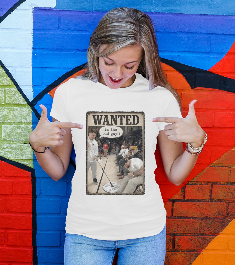 Wanted Im The Bad Guy!? Basketball Court Scene With Devil Horns T-Shirt