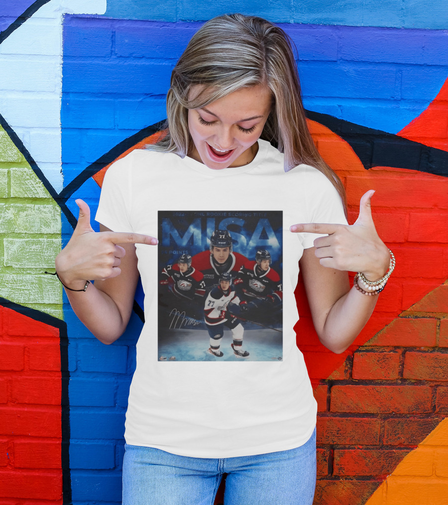 Michael Misa Saginaw Spirit 2022 23 OHL Rookie 56 Points T-Shirt