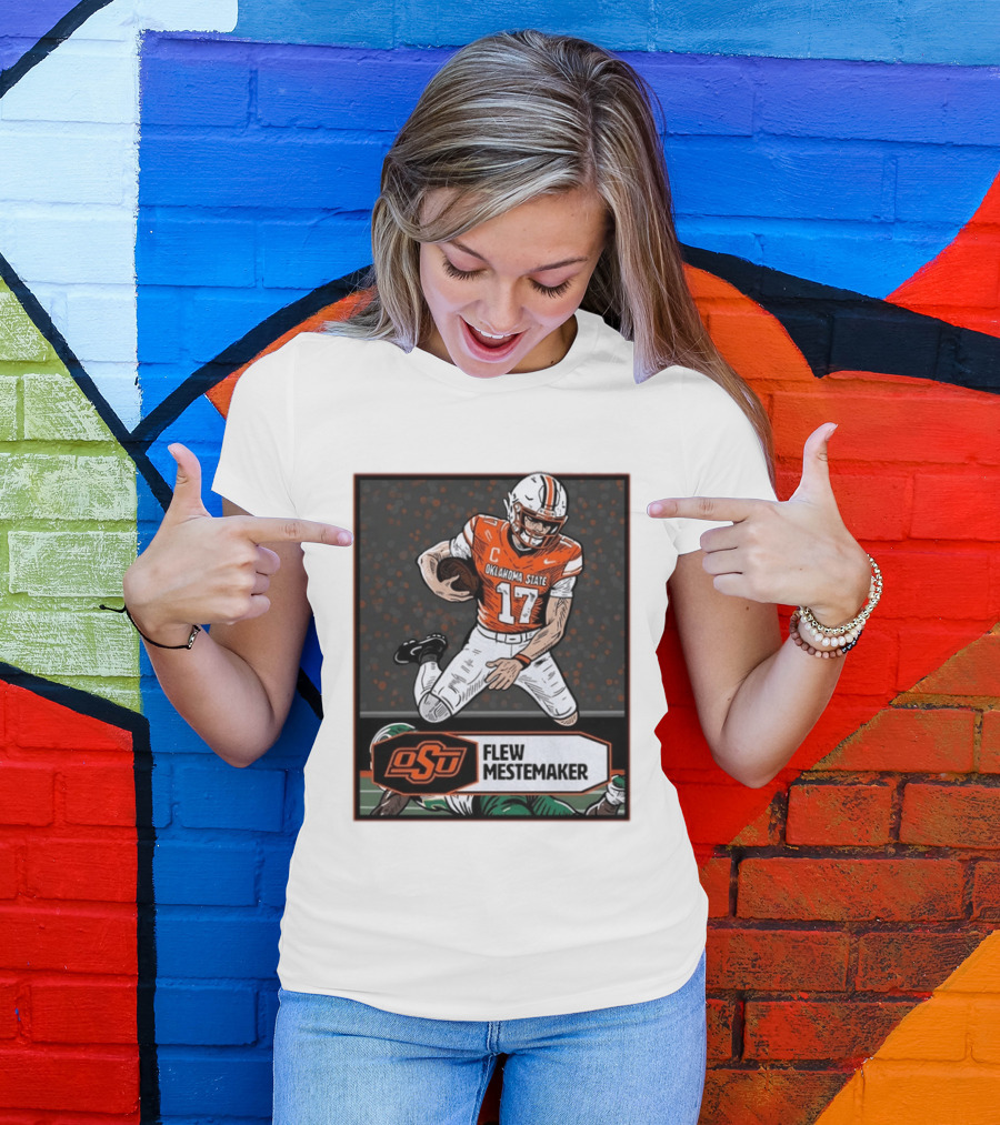 Oklahoma State Cowboys Flew Mestemaker 17 College Football Player Card T-Shirt