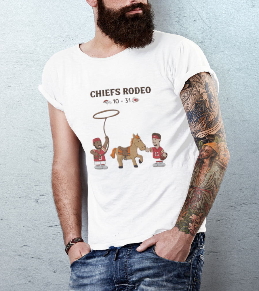 Patrick Mahomes Travis Kelce Chiefs Rodeo 10 31 Broncos T-Shirt
