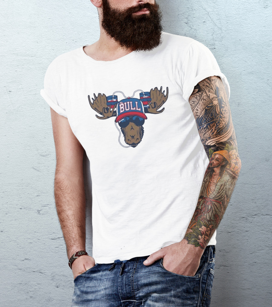 The Bull Moose Hat Beer Drinking Antlers T-Shirt