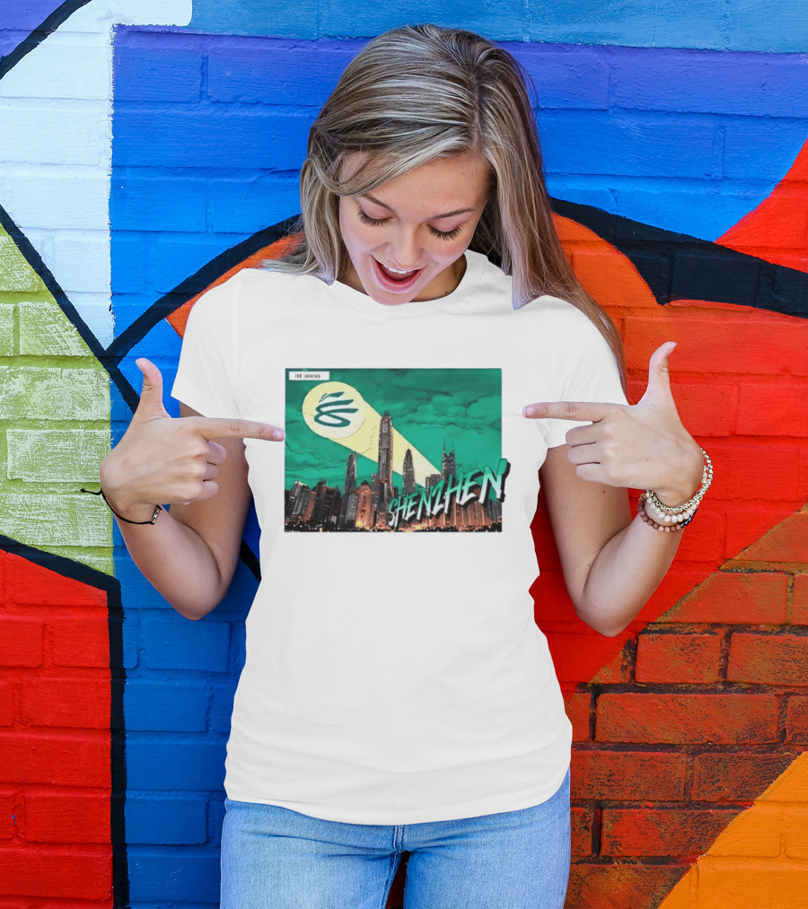 Shenzhen City Skyline With Illuminated Beacon And Clouds T-Shirt