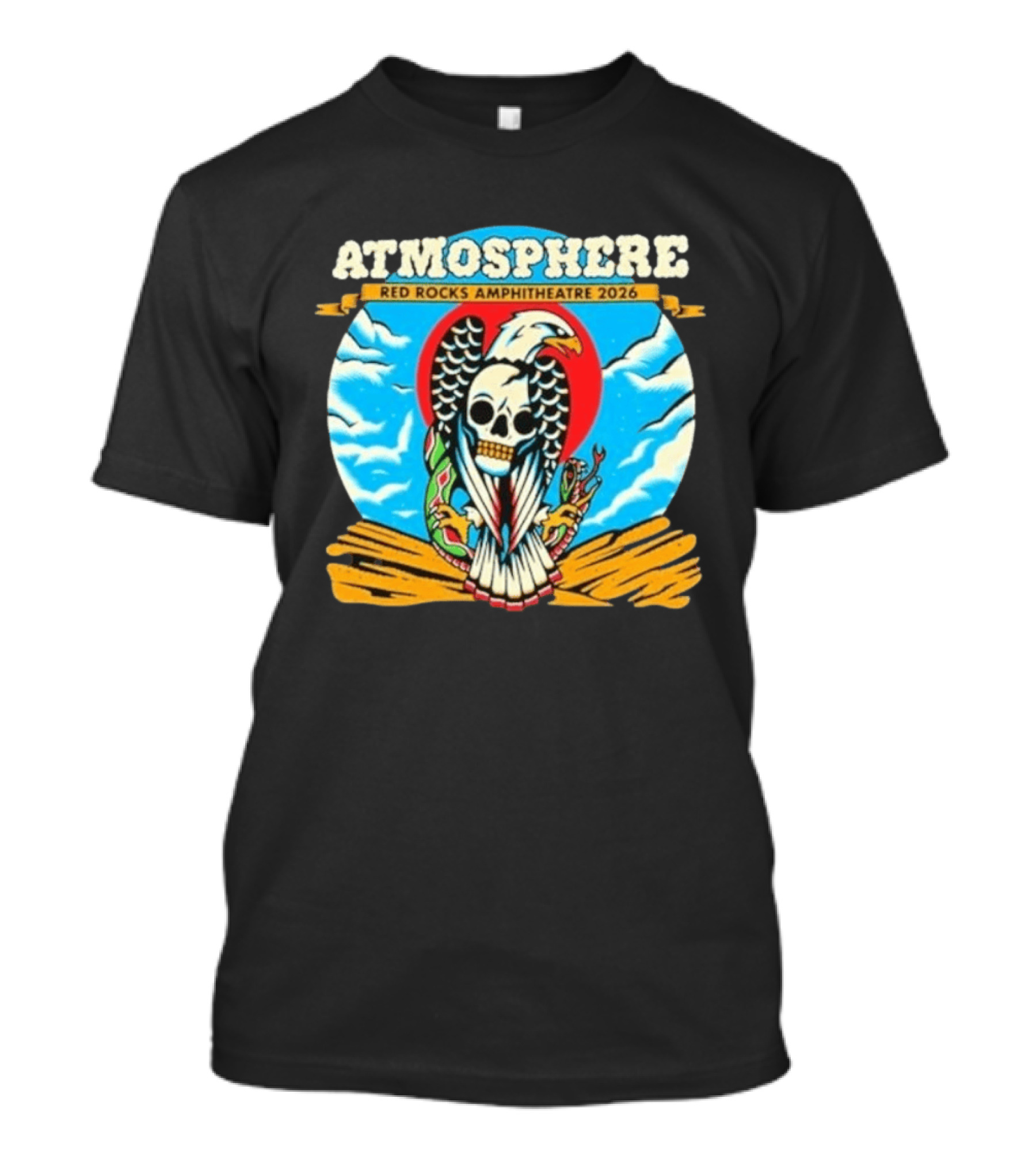 Atmosphere Red Rocks Amphitheatre 2026 Eagle Skull Clouds T-Shirt