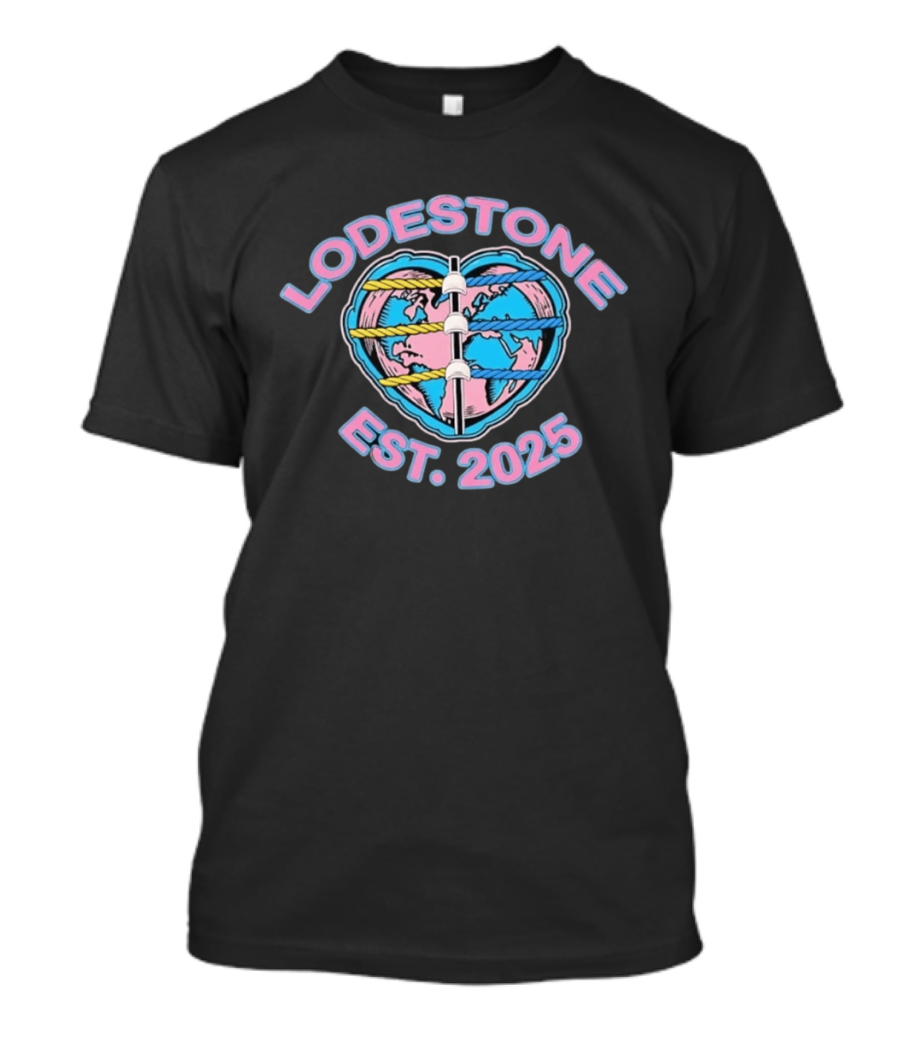 Lodestone Est 2025 Heart Globe World Map With Colorful Rope T-Shirt