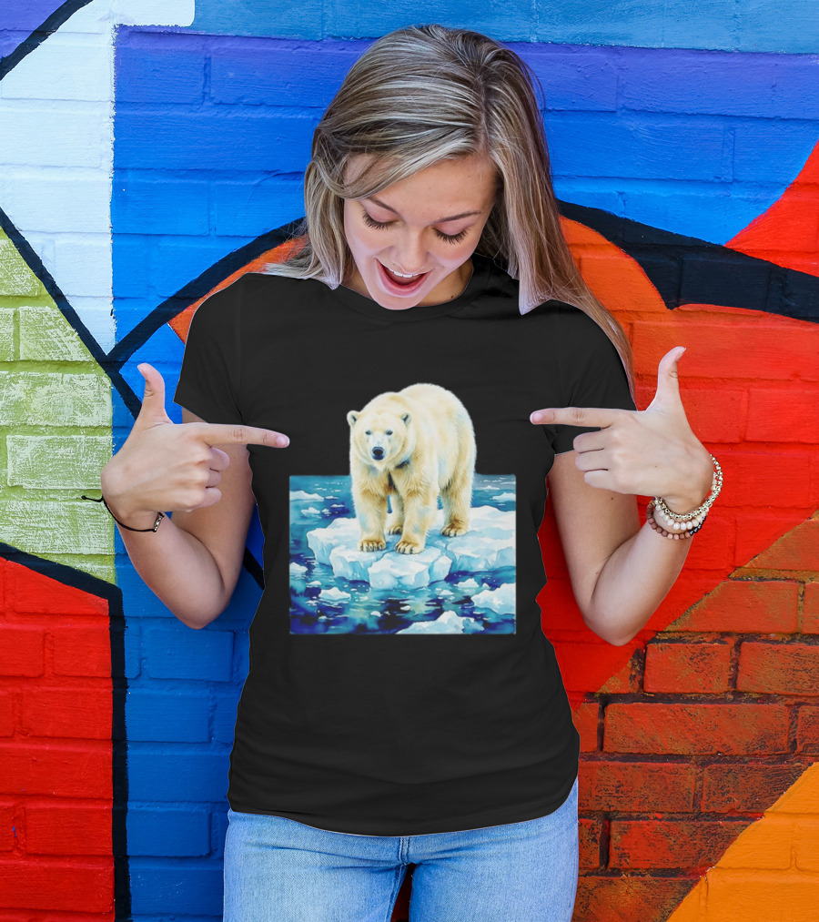 Majestic Polar Bear On Melting Iceberg Arctic Wildlife Scene T-Shirt