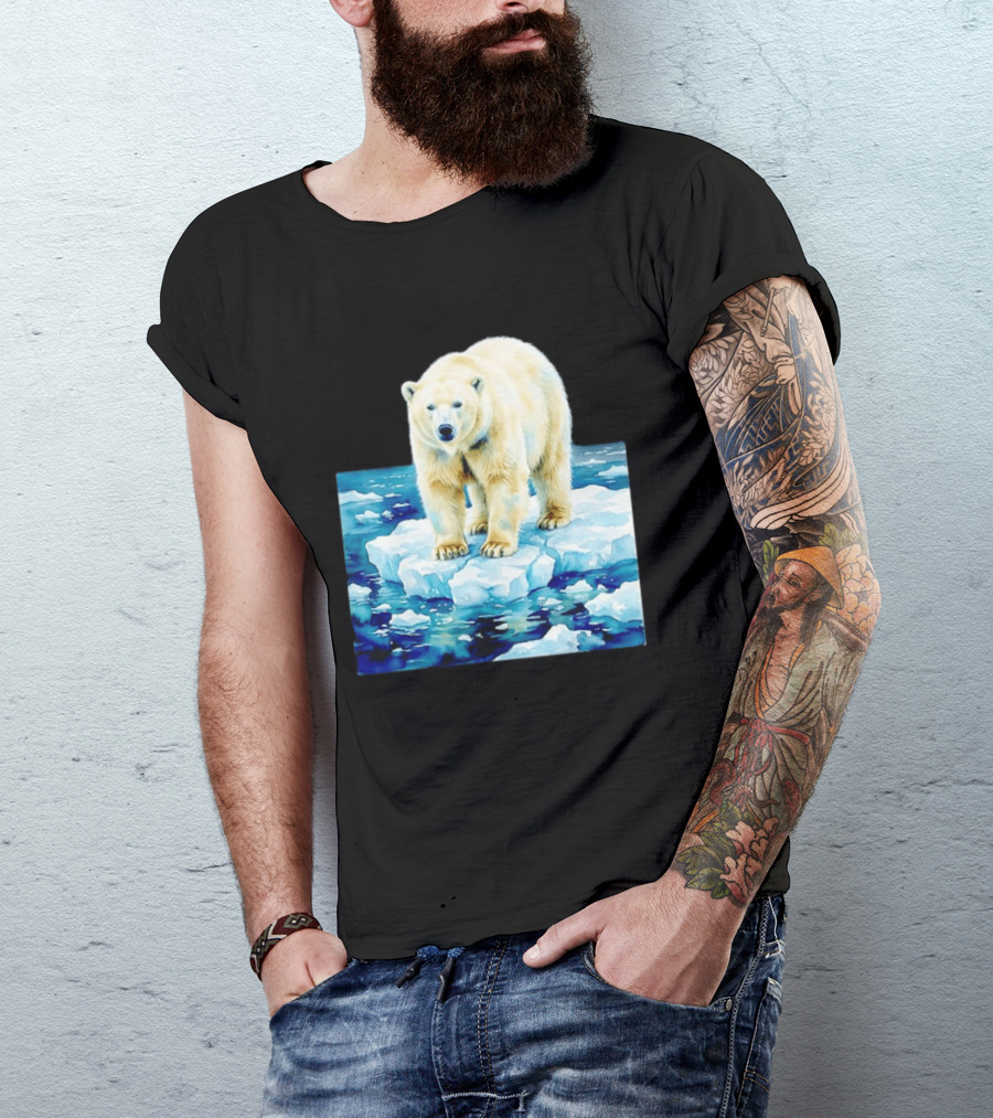 Majestic Polar Bear On Melting Iceberg Arctic Wildlife Scene T-Shirt