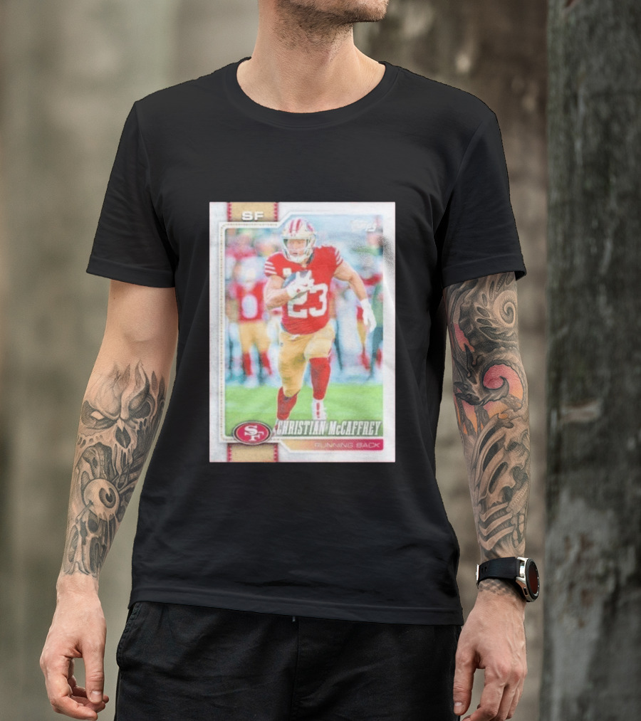 Christian McCaffrey SF 49ers Running Back No 23 NFL Player Card T-Shirt