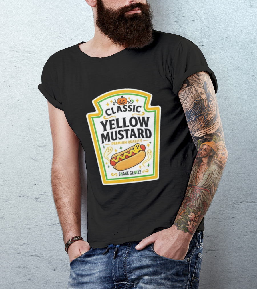 Classic Yellow Mustard Premium Quality Halloween Hot Dog Shake Gently T-Shirt