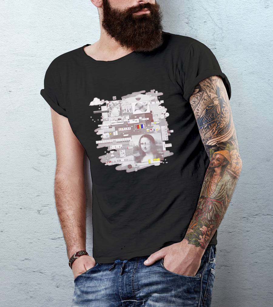 Mona Lisa Michelangelo David Digital Collage T-Shirt