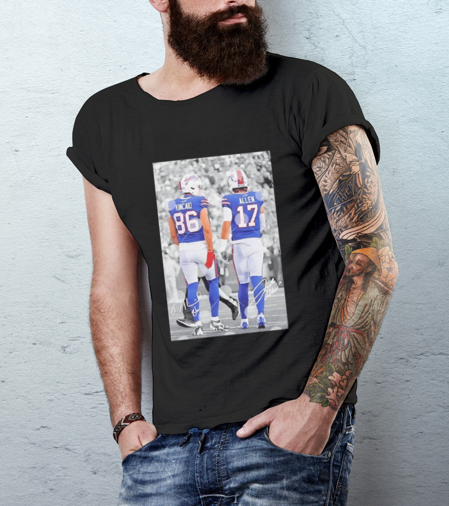 Buffalo Bills Dalton Kincaid 86 And Josh Allen 17 NFL Football Team Players T-Shirt