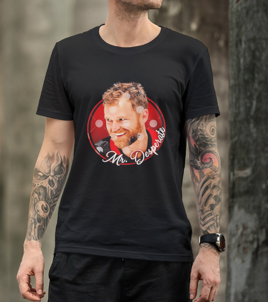 Mr Desperate Expression Hockey Player Red Circle T-Shirt