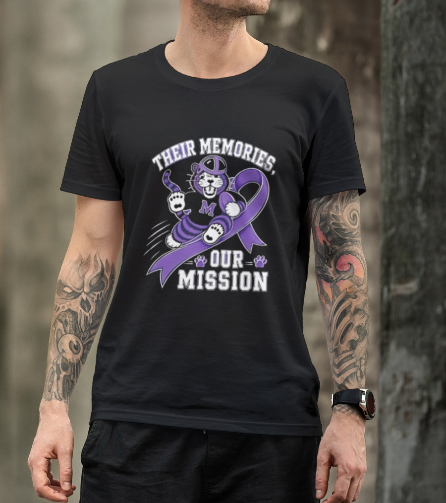 Their Memories Our Mission Purple Football Helmet Ribbon M Tiger Paw T-Shirt
