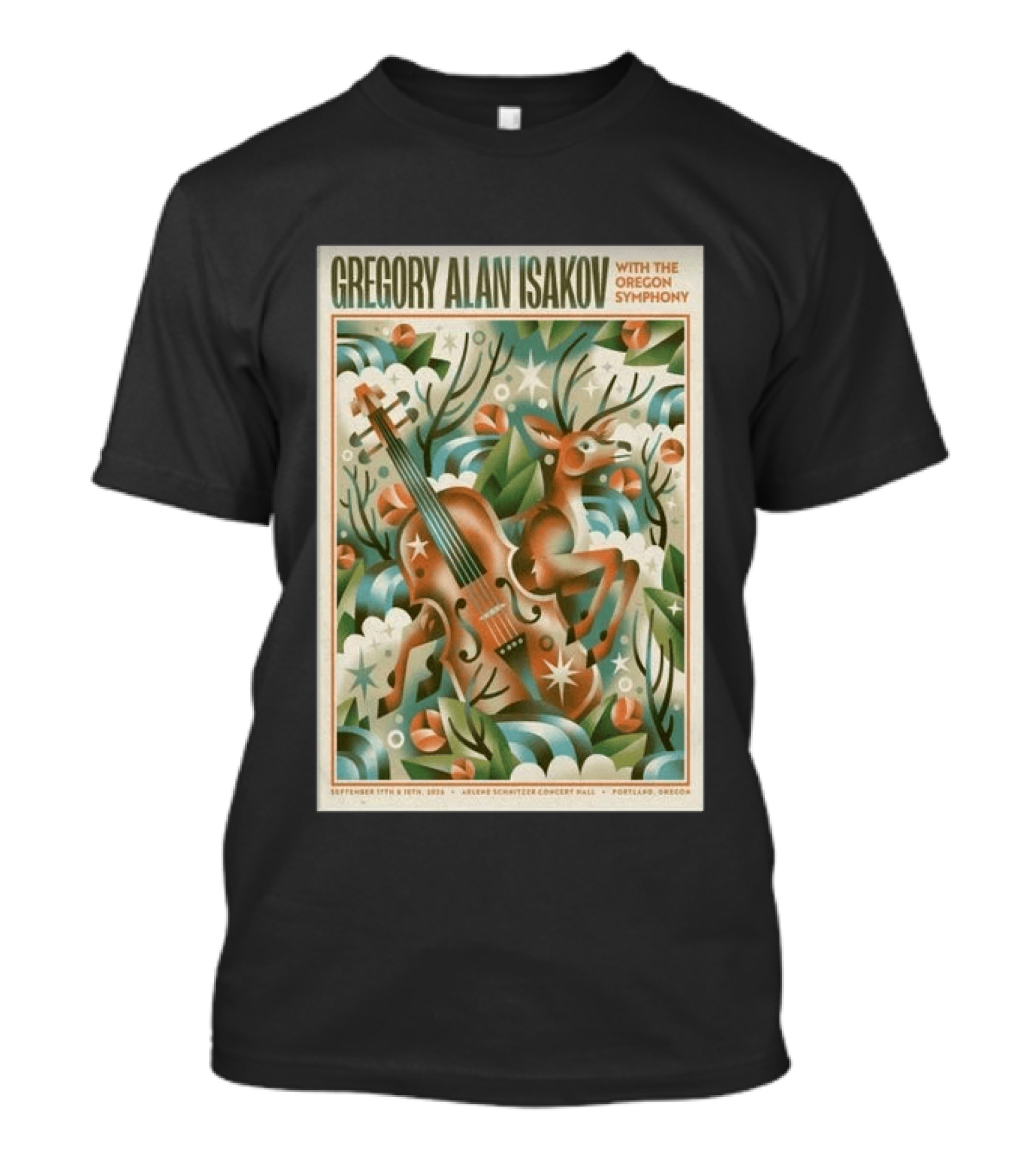 Gregory Alan Isakov With The Oregon Symphony Portland September 17 18 2026 Concert Deer And Violin T-Shirt