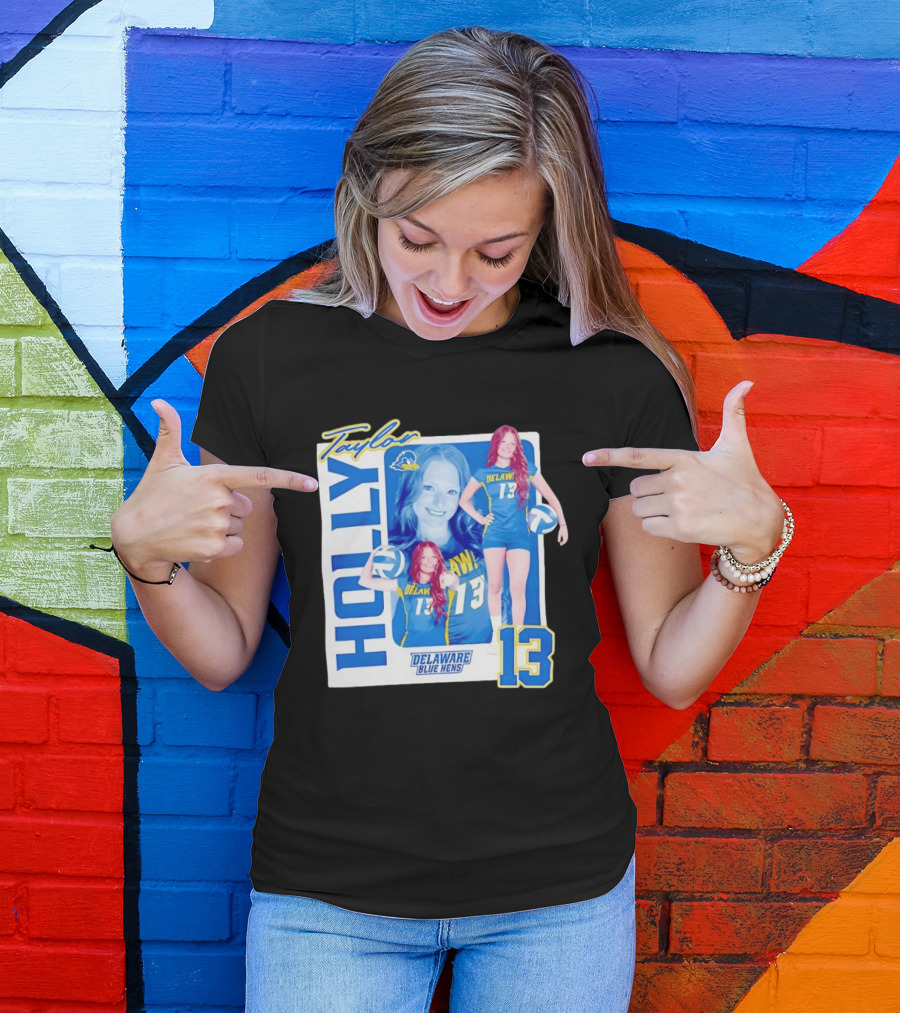 Holly Taylor Delaware Blue Hens Number 13 Volleyball T-Shirt