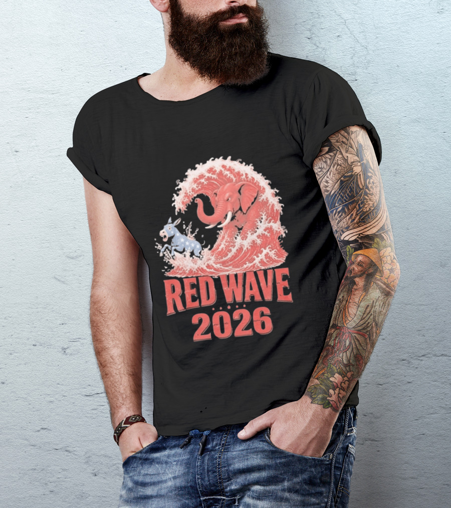 Red Wave 2026 Republican Elephant Vs Donkey Political T-Shirt